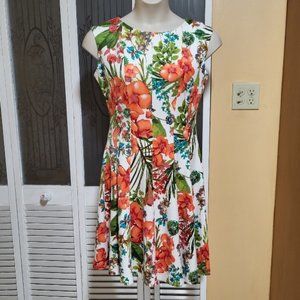 Zarr Collection Ladies Beautiful Multicolor Floral Sleeveless Dress
